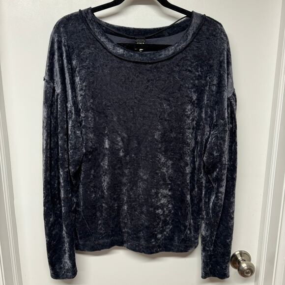 We The Free Sweaters - We the Free People Velvet Pullover Sweatshirt Long Sleeve Gray Small Sweater